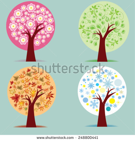 Four Seasons Spring Summer Autumn Winter Stock Vector 70762504.