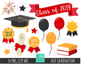 GRADUATION clipart, school clipart, college, DIPLOMA, CLASS OF, RED.