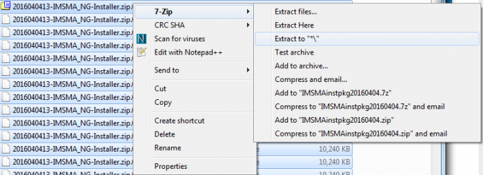 Combine several zip files.