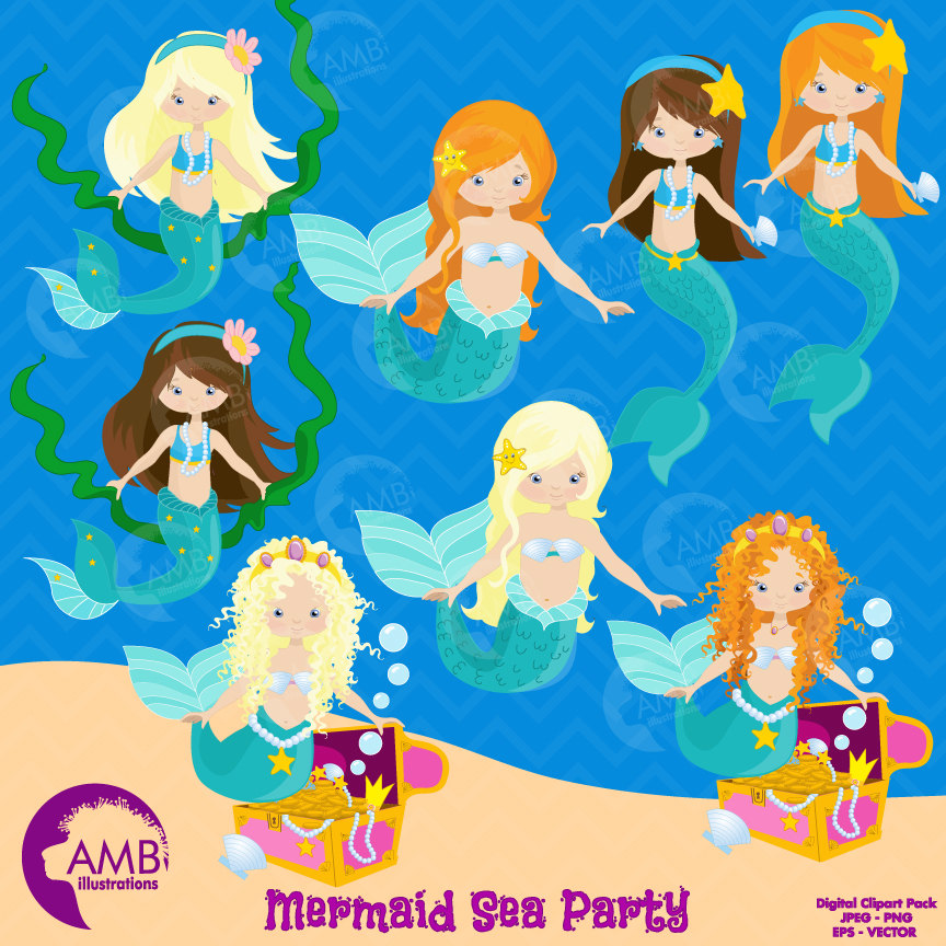 Mermaid clipart, commercial use, vector graphics, digital clip art, digital  images, AMB.