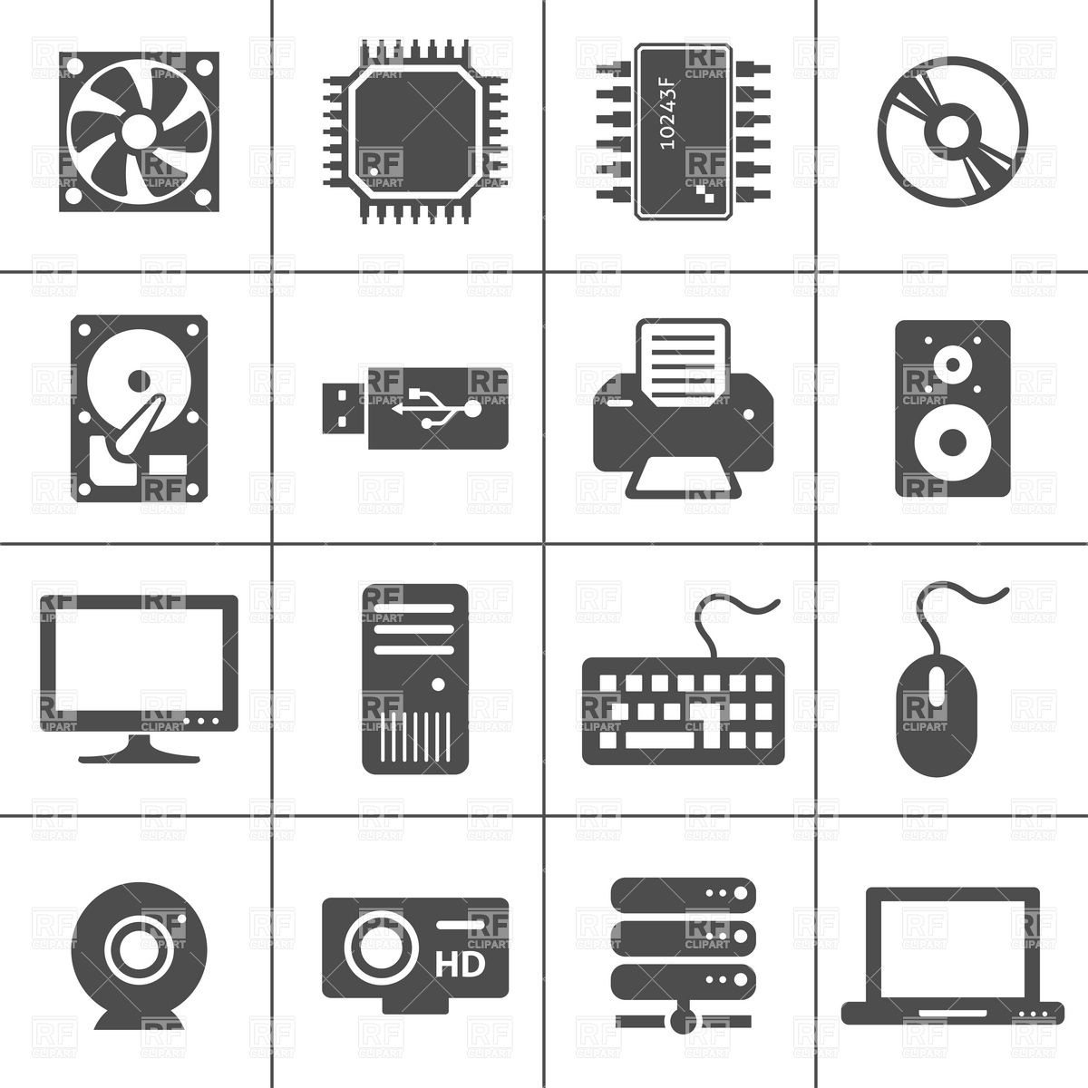 Computer components clipart.