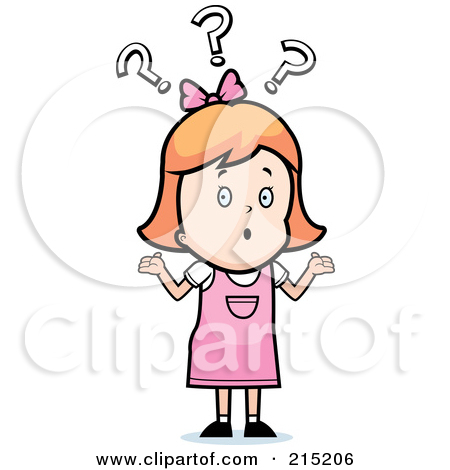 Cartoon Clipart Of A Black And White Confused Girl Shrugging Under.