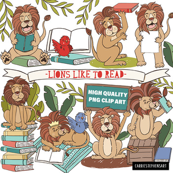 Lion Reading ClipArt Images.