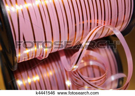 Stock Images of Pink striped ribbon for your presen k4441546.