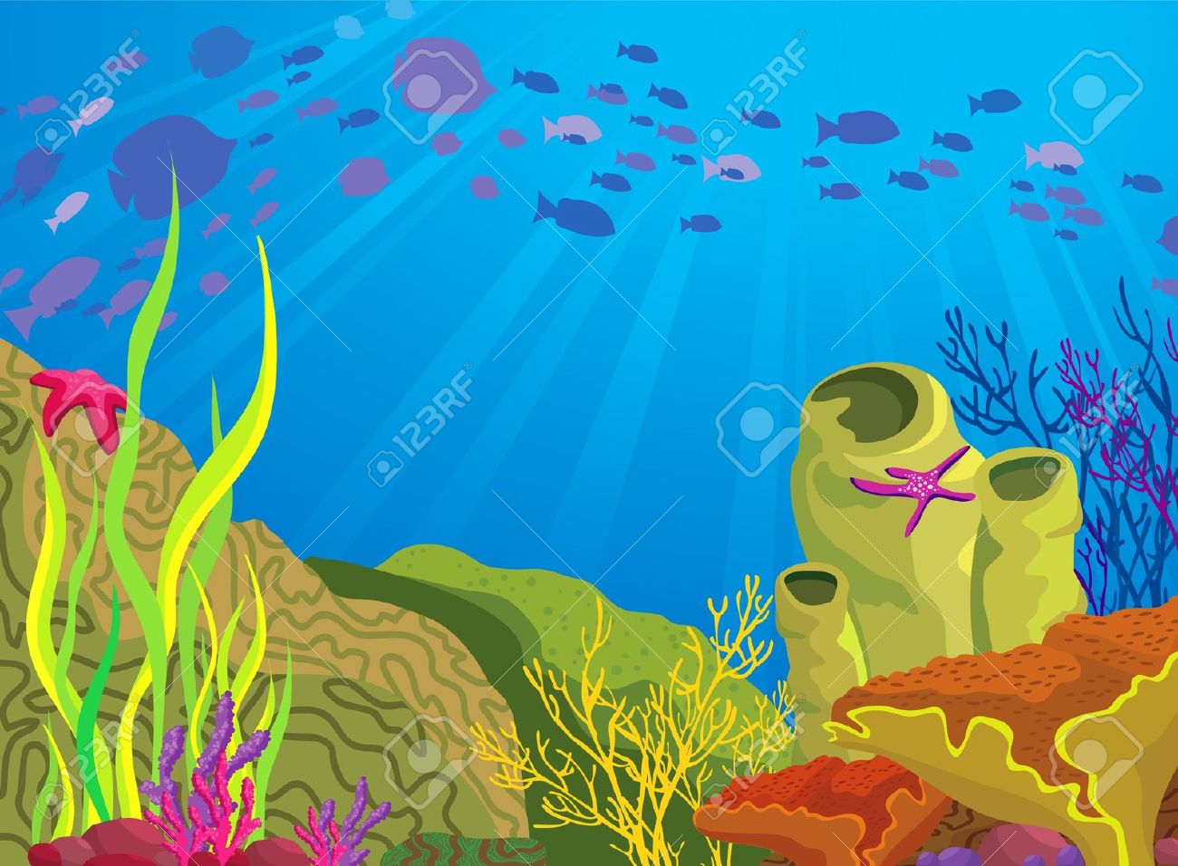 Coral reef background clipart.