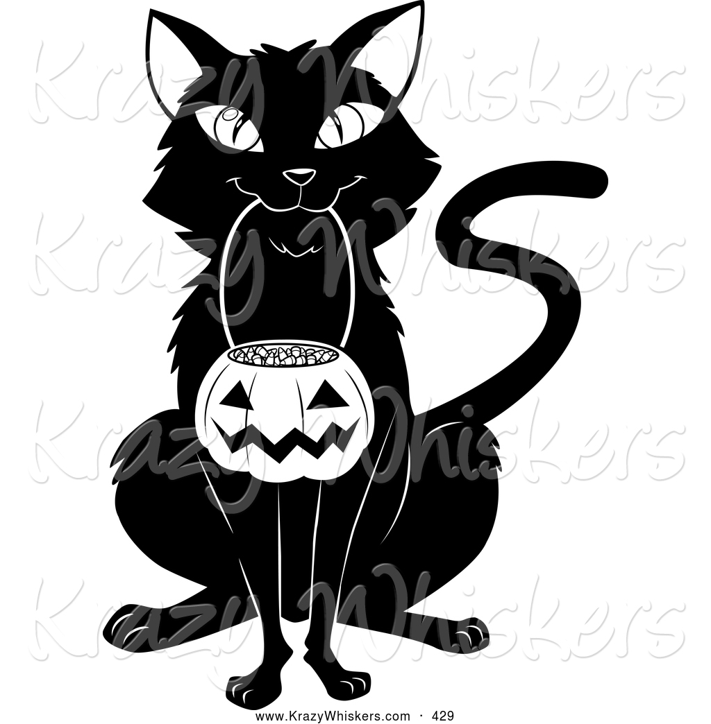 Critter Clipart of a Cheerful Black Cat Sitting and Carrying a.