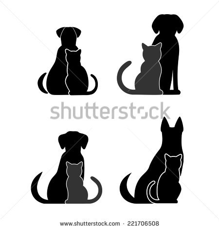 Dog Cat Silhouette Stock Images, Royalty.