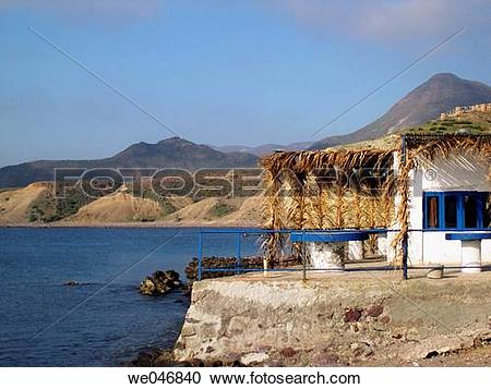 Stock Photography of White house and the Mediterranean Sea. Isleta.