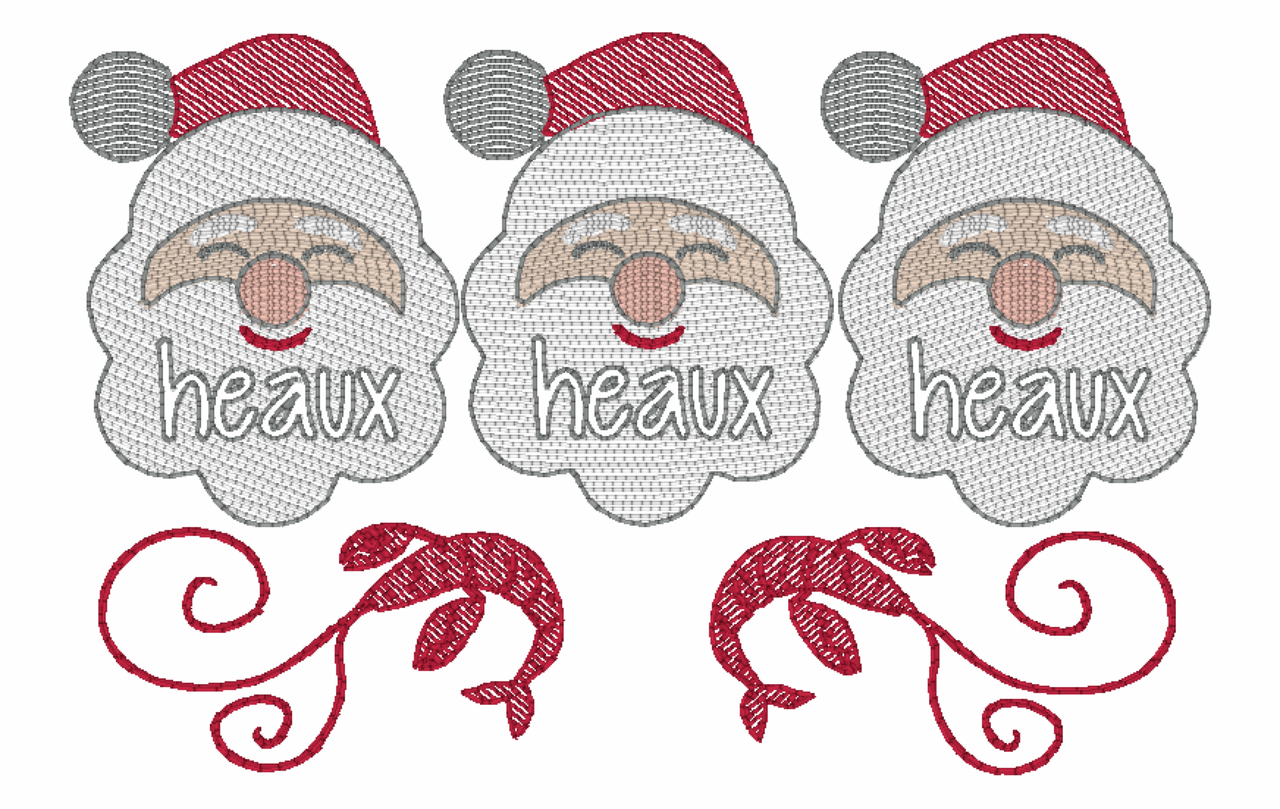 Santa Heaux Heaux Heaux Cajun Christmas Quick Stich Embroidery.