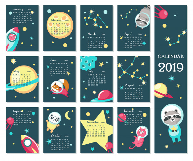 2019 calendar Vector.