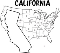 United States Black White Outline Map Clip Art Graphics.