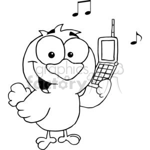 black and white calling bird clipart. Royalty.