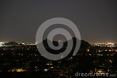 Moon And Camelback Mountain Royalty Free Stock Image.