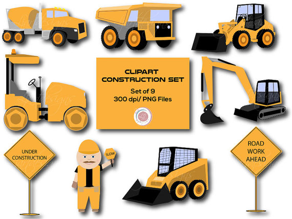 Construction Clipart,Clip Art, Truck Clipart, Loaders.