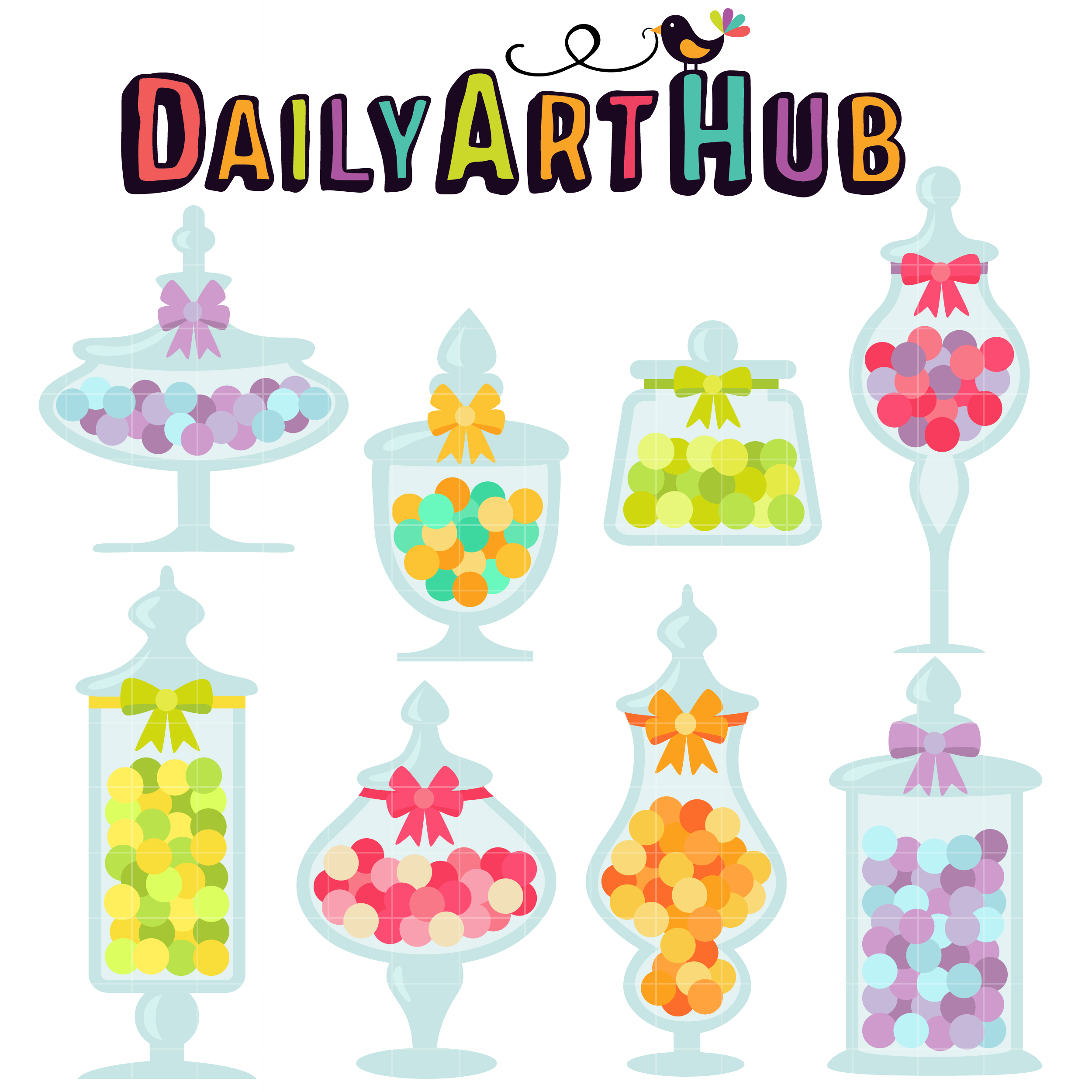 Candy Jars Clip Art Set.