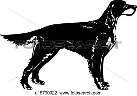 Clipart of , animal, breeds, canine, dog, gordon setter, show dog.