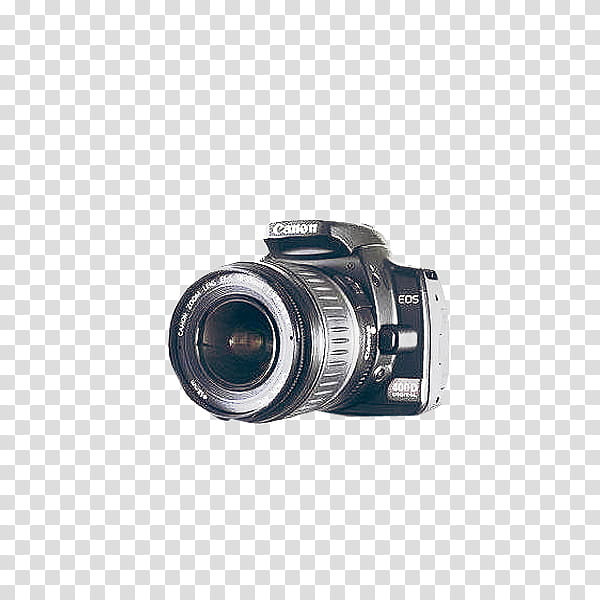 Cameras, black Canon EOS DSLR camera transparent background.