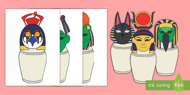 Egyptian God and Goddesses Canopic Jars.