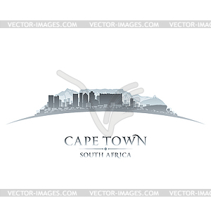 Cape Town South Africa city skyline silhouette whit.