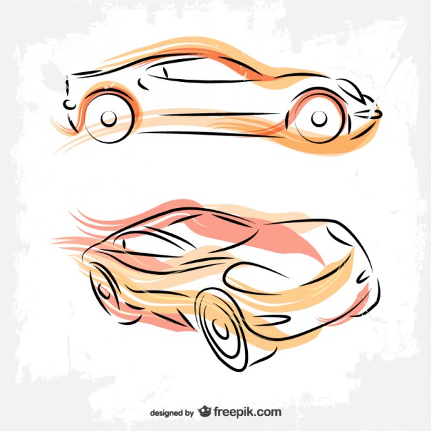 Cars line art drawing Vector.