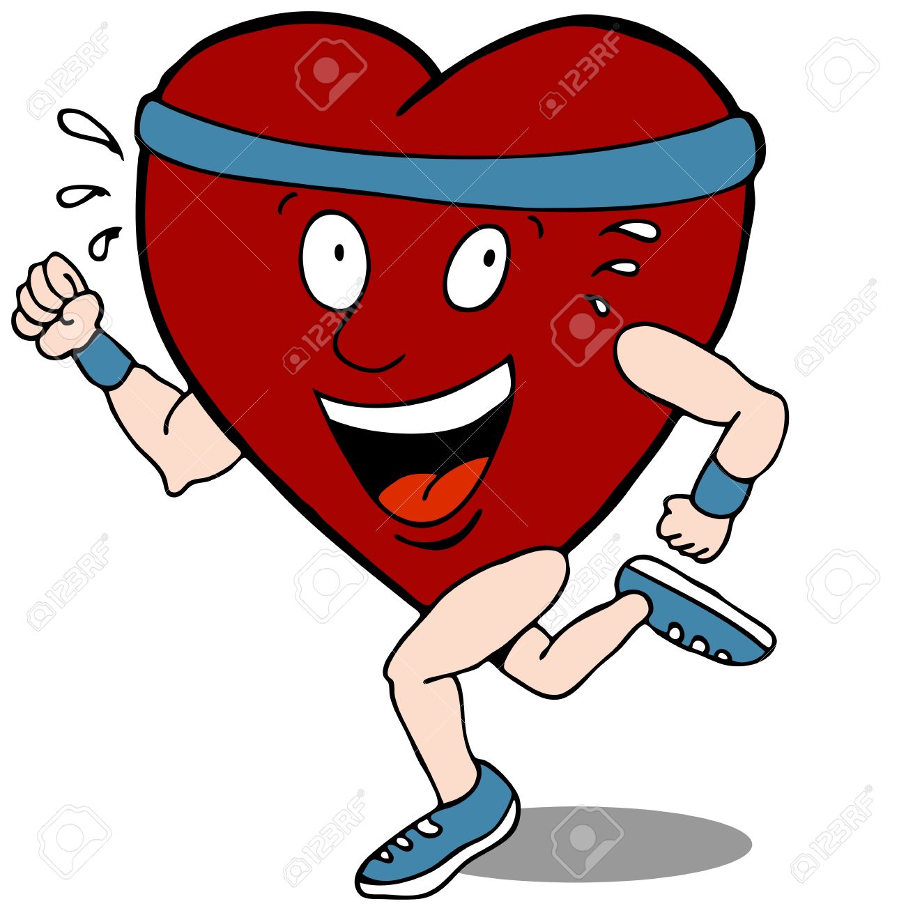 An Image Of A Healthy Heart Shaped Character Running. Royalty Free.