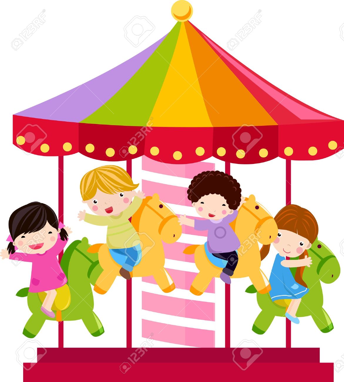 Carousel and children.