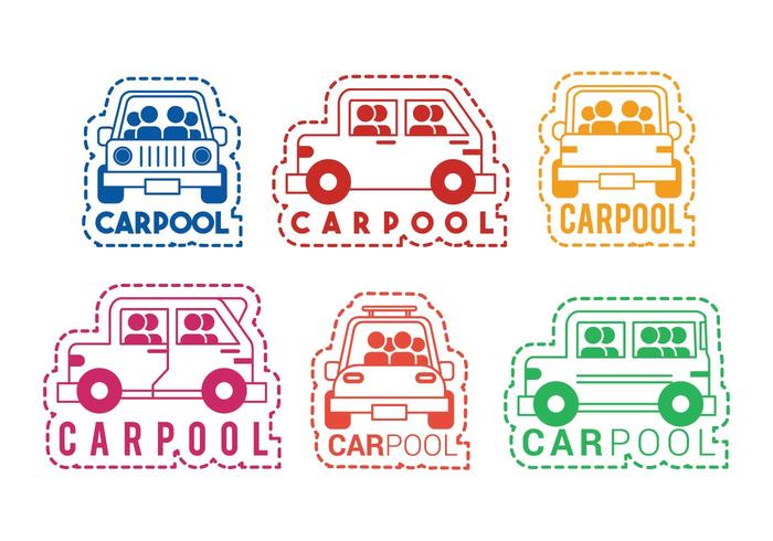 Carpool vector icon sticker set.