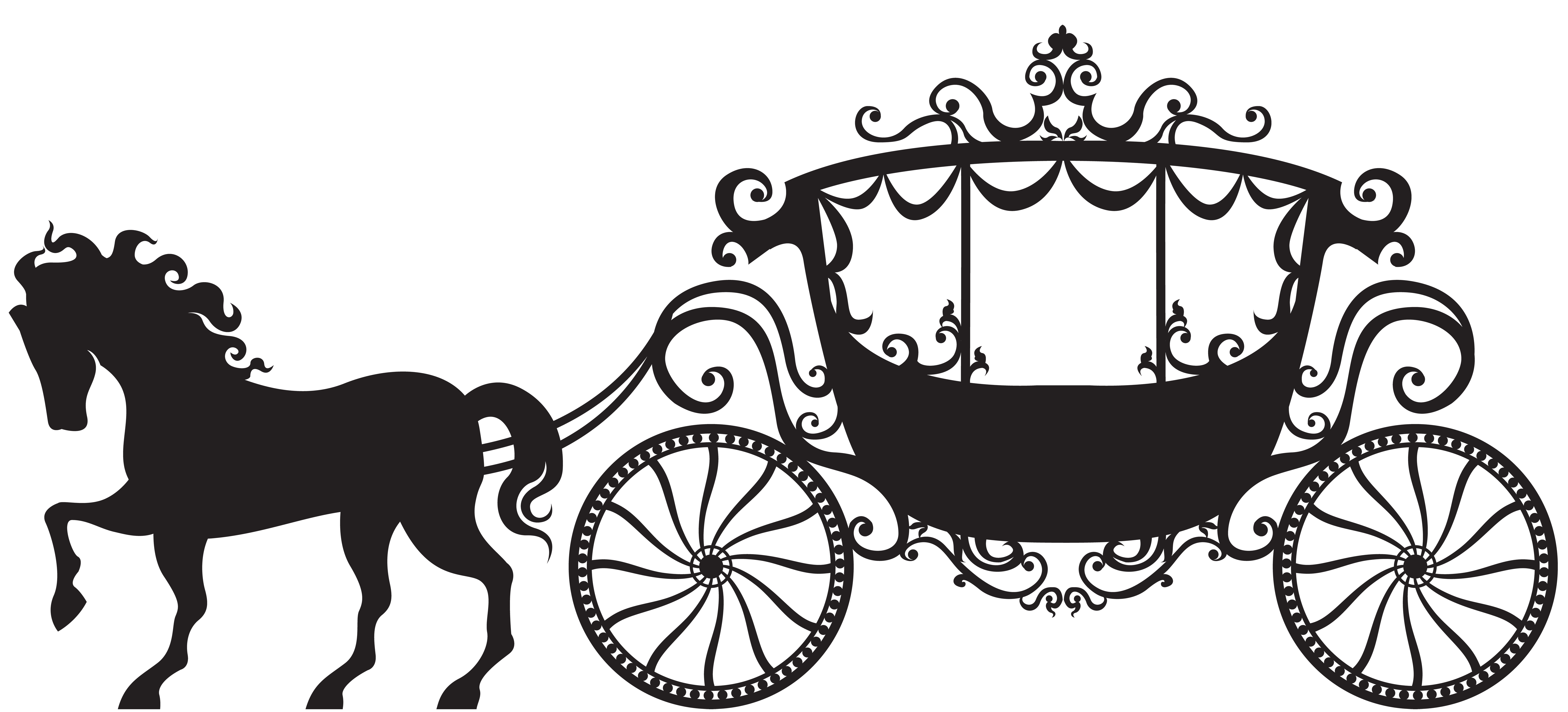 Carriage Silhouette PNG Clip Art Image.