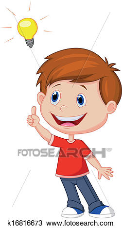 Cartoon boy with big idea Clipart.