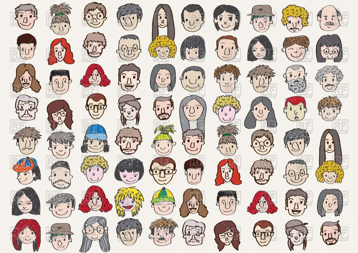 Set of various cartoon faces Vector Image #69431.