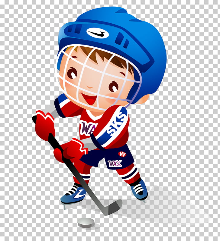 Ice hockey Child Hockey stick , cartoon boy playing hockey.