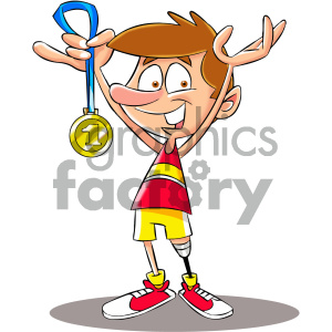 cartoon runner with a prosthetic leg clipart. Royalty.