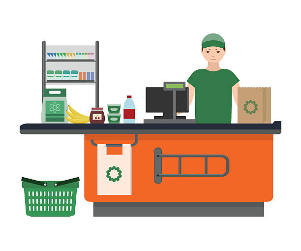 Supermarket Cashier Clipart.