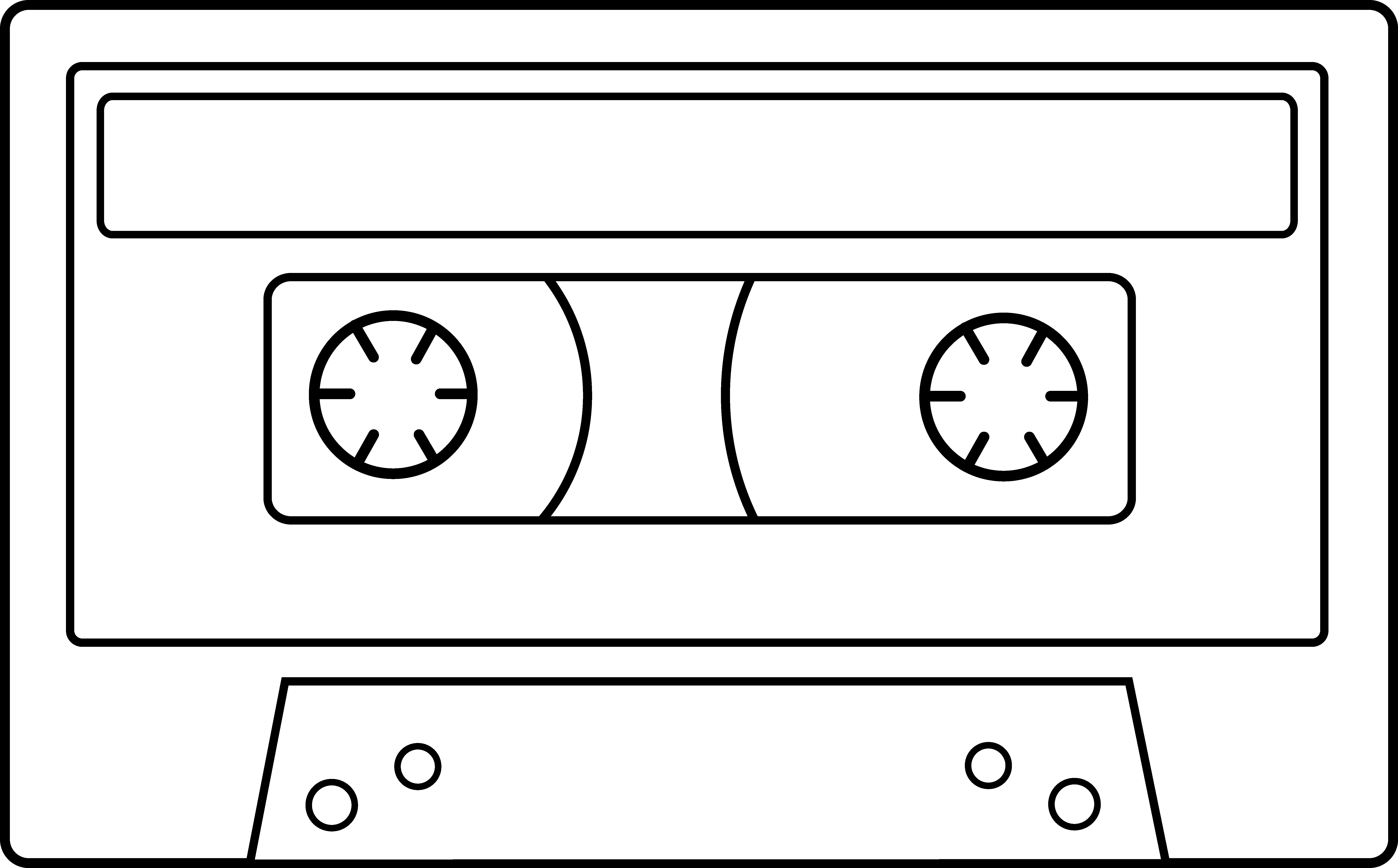 Blank Cassette Tape Line Art.