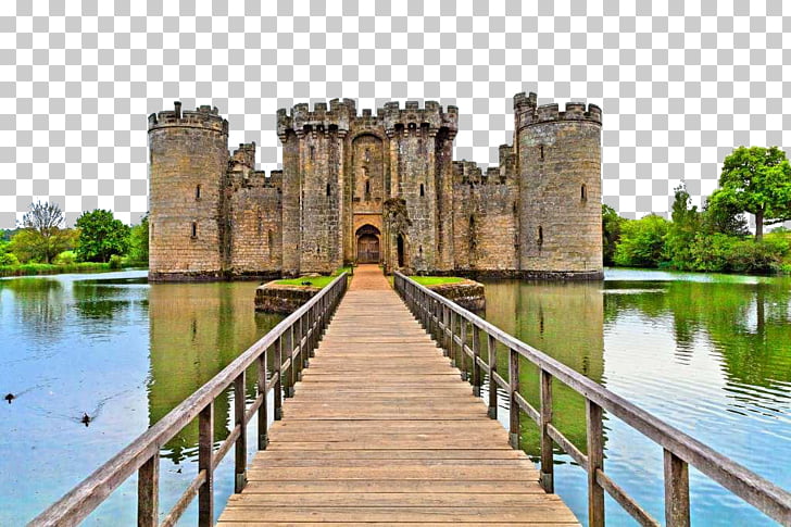 Castle Moat Drawbridge Wall decal Sticker, English medieval.