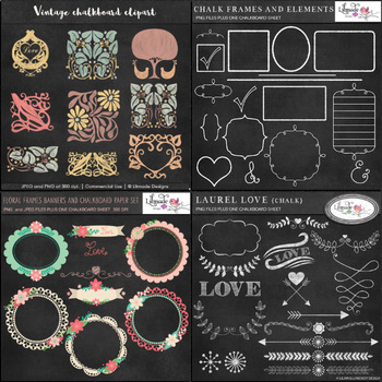 Chalkboard clipart bundle 76 graphics.