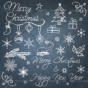 Christmas chalkboard elements.