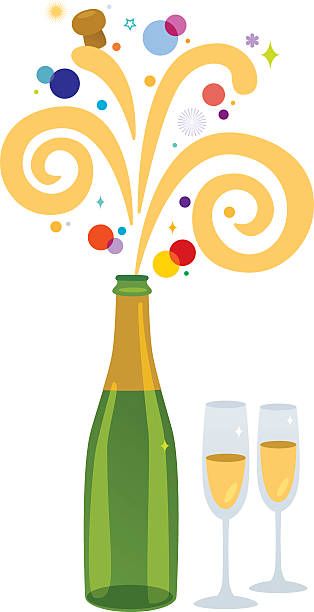 Champagne Bottle Popping Clip Art.