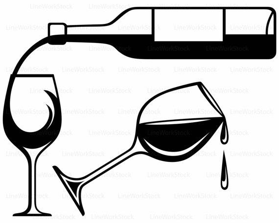 Wine Clipart Black And White.