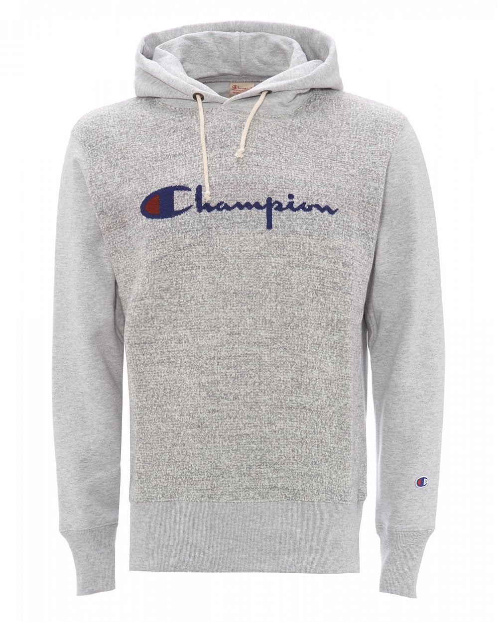 Mens Knit Front Logo Hoodie, Grey Sweatshirt.