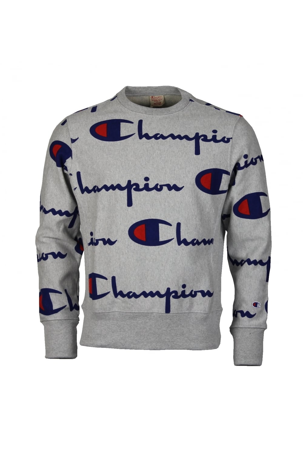 Champion Reverse Weave Repeat Logo Sweatshirt (Grey).