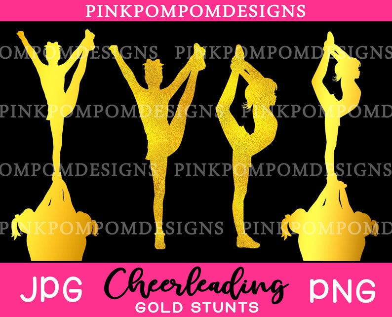 Gold cheerleading clipart set.