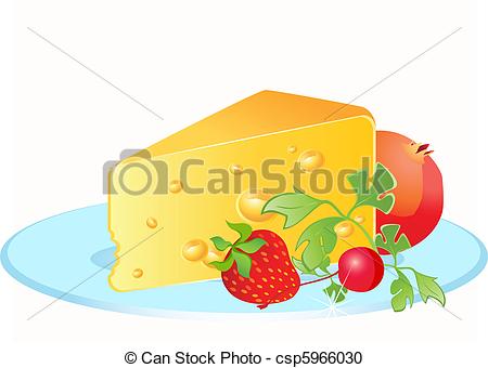 Vector Clipart of Tasty yellow cheese on a plate csp5966030.