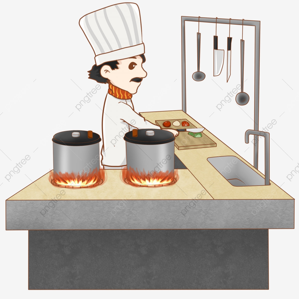 Food Chef Chef Cooking, Illustration, Chef Hat, Cartoon Character.