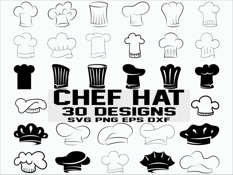 Chef Hat SVG/ chef svg/ chef hat clipart/ kitchen svg/ cook hat svg/  silhouette/ cricut/ cut file.