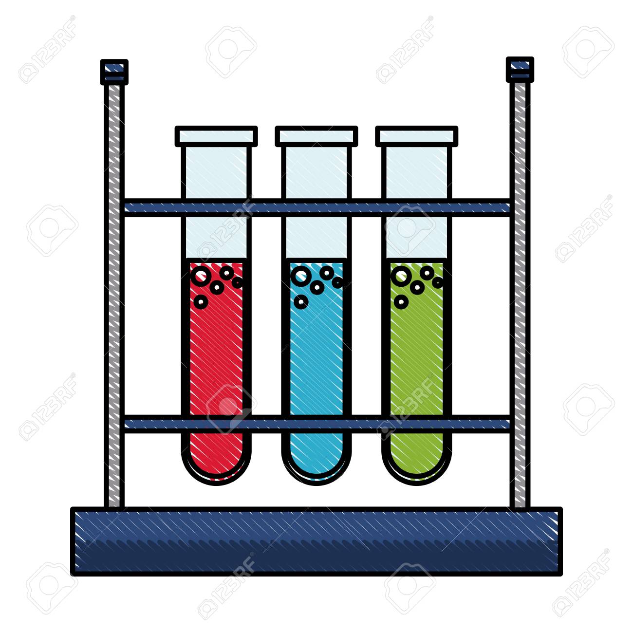 drawing test tube rack laboratory chemistry equipment vector...