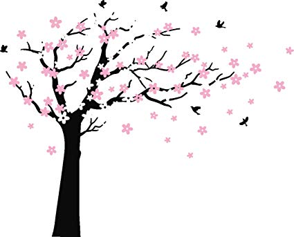 MAFENT Large Cherry Blossom Tree Blowing in The Wind Tree Wall Decals Wall  Sticker Vinyl Wall Art Kids Rooms Teen Girls Boys Wallpaper Wall Stickers.