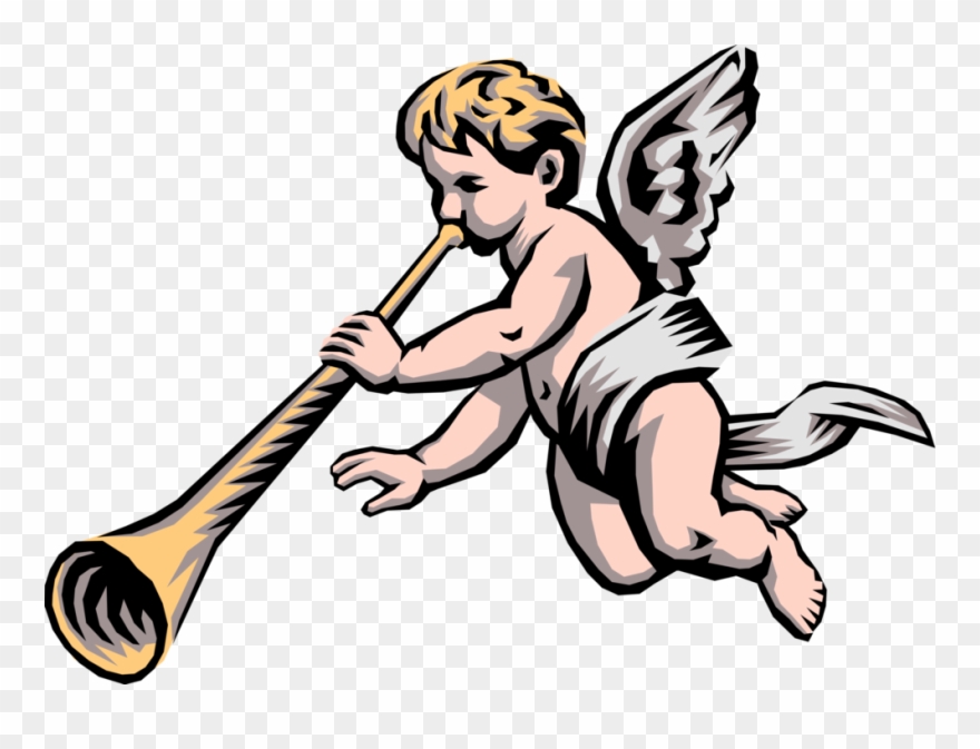 Vector Illustration Of Angelic Spiritual Cherub Angel Clipart.