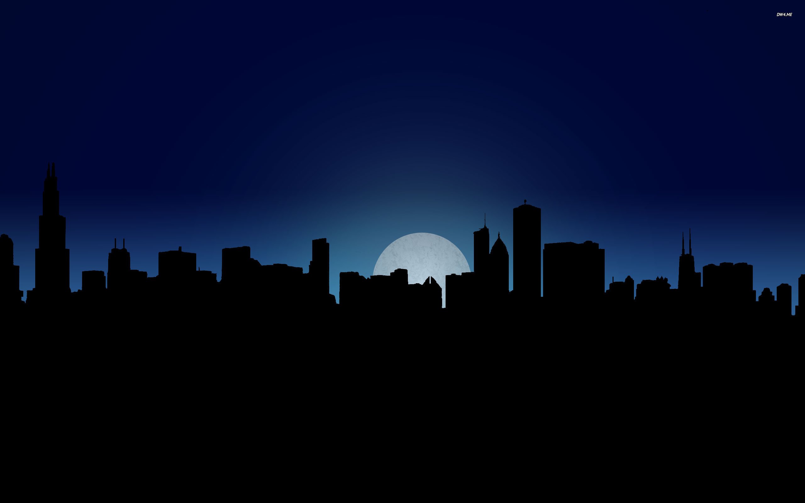 Chicago Night Skyline Clipart.