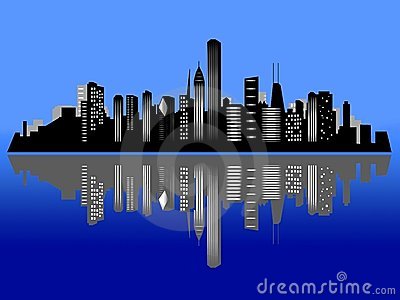 Chicago Night Skyline Clipart.